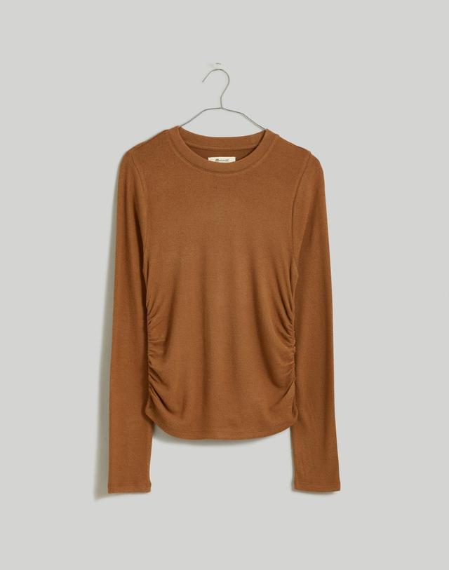 Brushed Jersey Ruched Long-Sleeve Tee Product Image