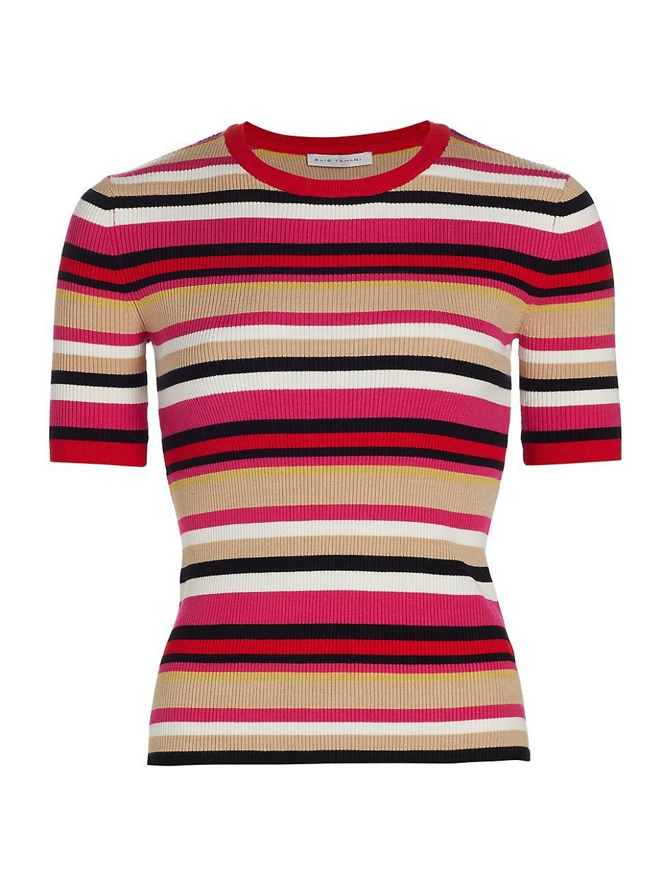 Womens The Rida Striped Short-Sleeve Sweater product image