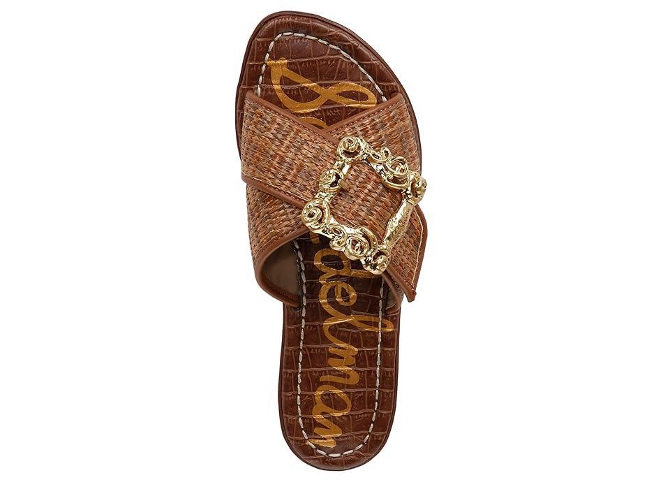Sam Edelman Gracyn Raffia Embellished Buckle Detail Crisscross Flat Slide Sandals Product Image