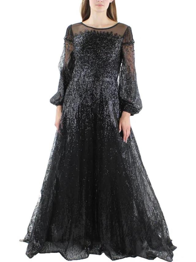 Womens Sequined Maxi Evening Dress In Black Product Image