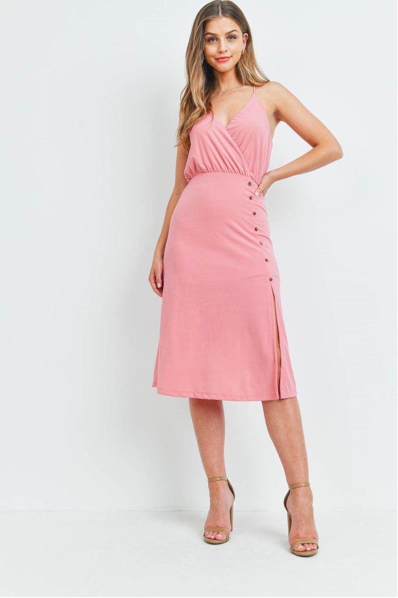 Rose Sleeveless Slit Dress Product Image