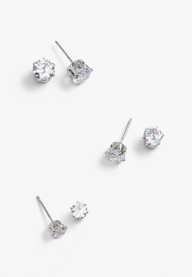 Maurices Womens 3 Pack Crystal Stud Earring Set Gray Product Image