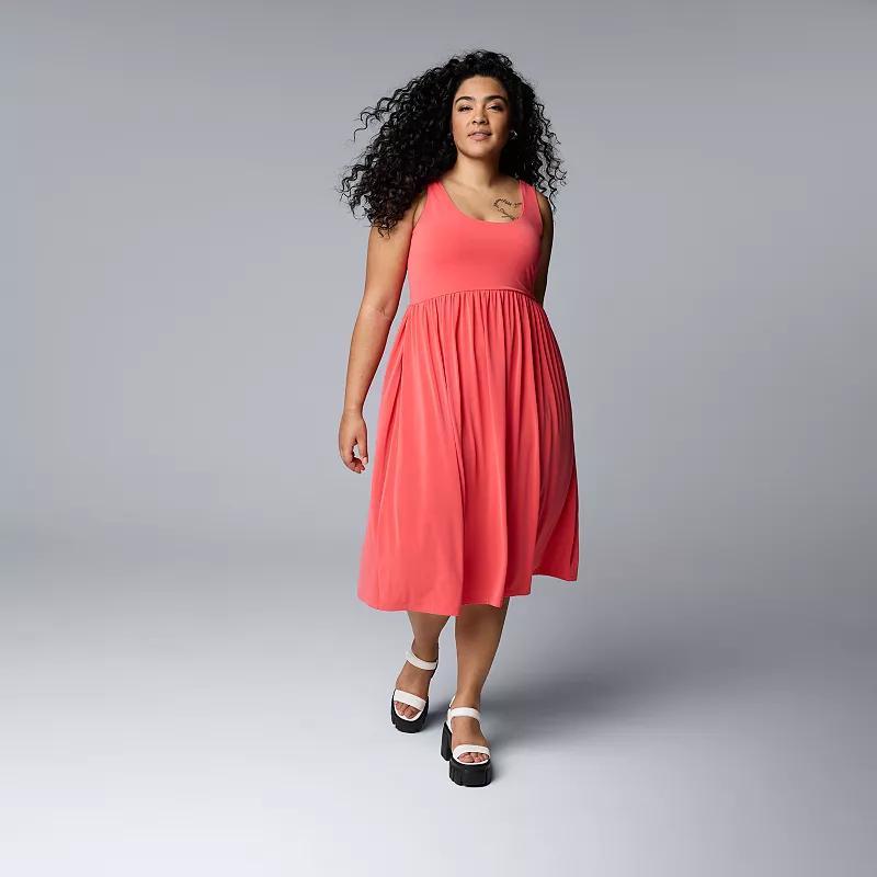 Plus Size Simply Vera Vera Wang Sleeveless Scoopneck Midi Fit & Flare Dress, Womens Product Image