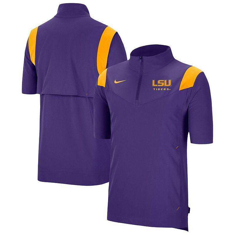 Mens Nike Purple LSU Tigers Coach Short Sleeve Quarter-Zip Jacket Product Image