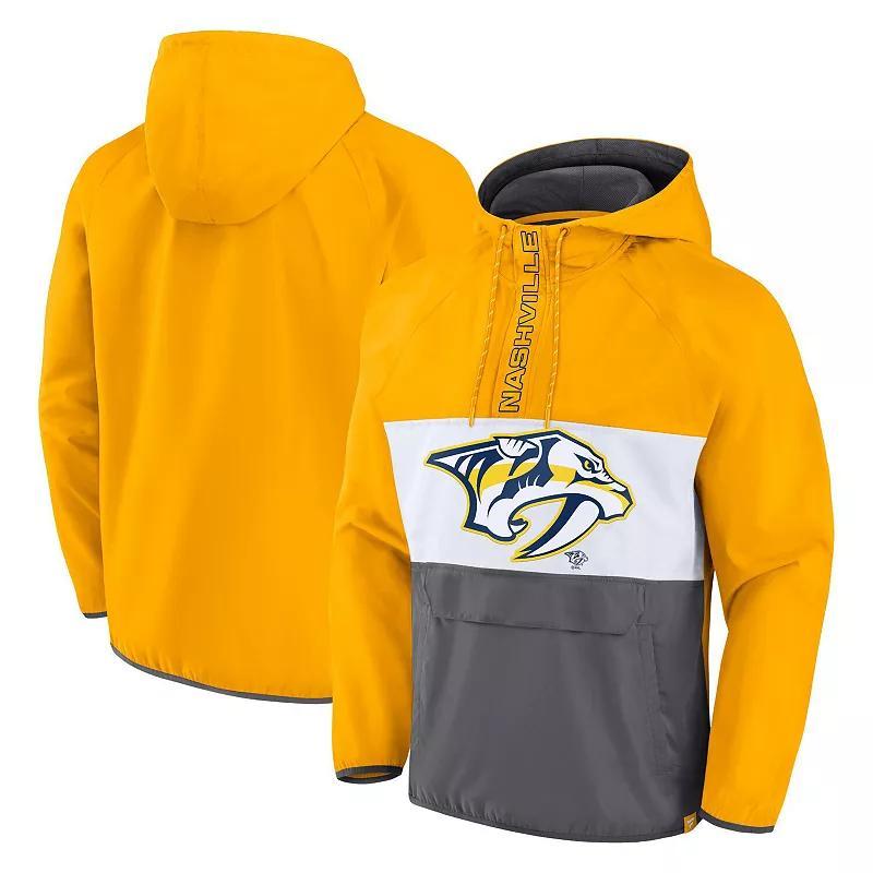 Mens Fanatics Branded Gold Nashville Predators Flagrant Foul Anorak Raglan Half-Zip Hoodie Jacket Product Image