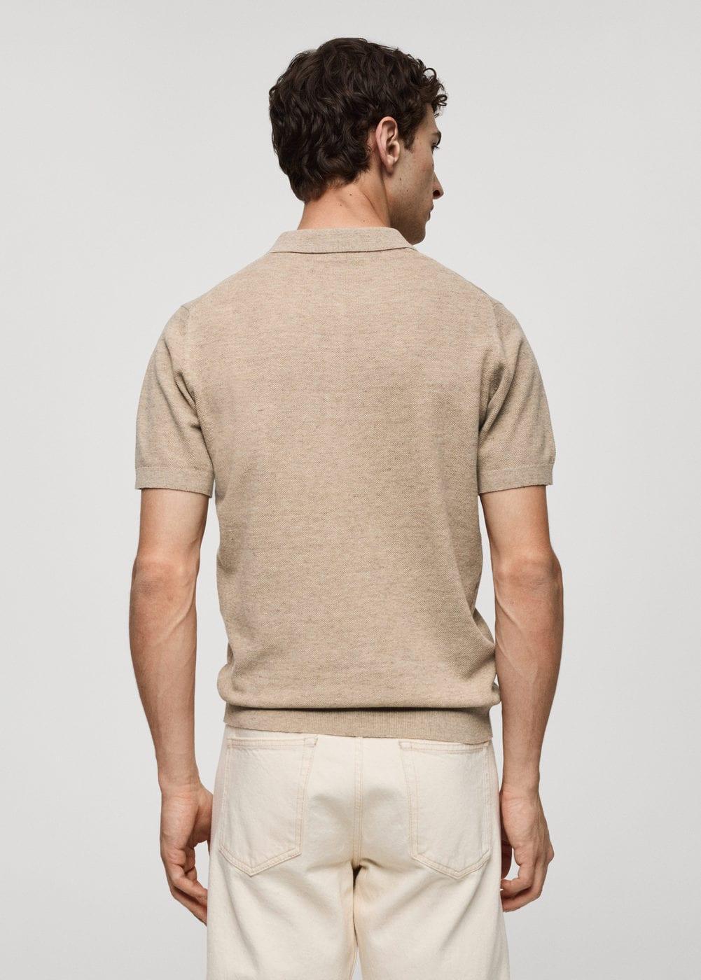 MANGO MAN - Short-sleeve knitted polo shirt sandMen Product Image