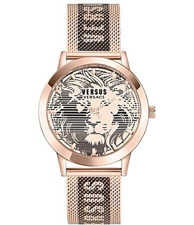 Versus Versace Mens Barbes Domus Two-Tone Stainless Steel Mesh Bracelet Watch 40mm - Rose Gold Product Image