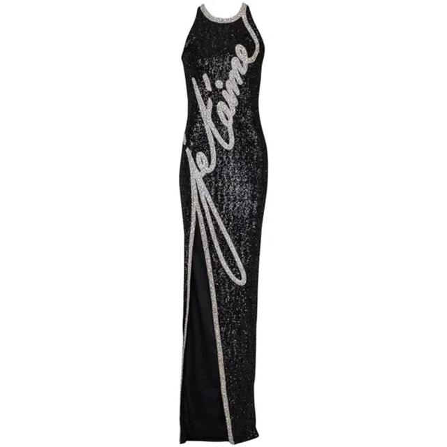 BALMAIN Rhinestone-embellished Gown In Black Product Image