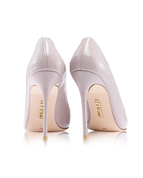 PARIS 5" Taupe Patent Leather Pointy Toe Heels - SALE Product Image