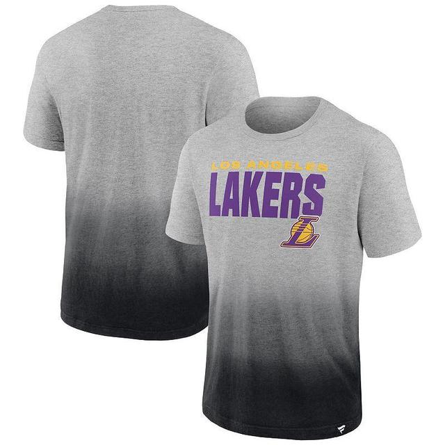 Mens Fanatics Branded Heathered Gray/Black Los Angeles Lakers Board Crasher Dip-Dye T-Shirt Product Image