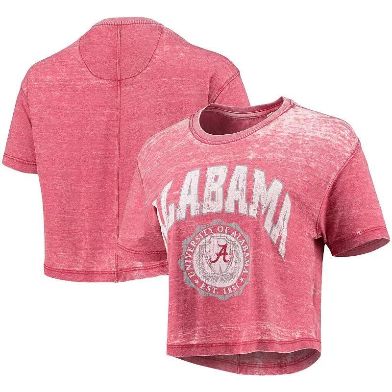 Womens Pressbox Crimson Alabama Crimson Tide Edith Vintage Burnout Crop T-Shirt Product Image