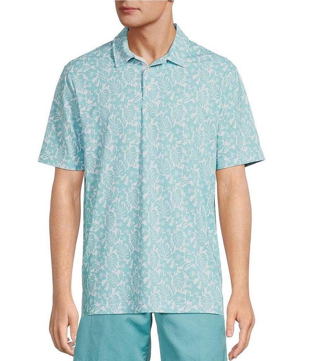 Caribbean Floral Print Short Sleeve Polo Shirt Product Image