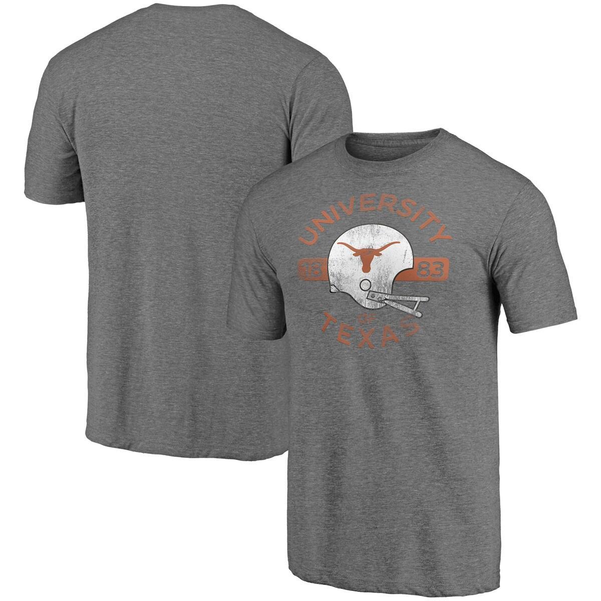 Mens Heathered Gray Texas Longhorns Throwback Helmet Tri-Blend T-shirt Product Image