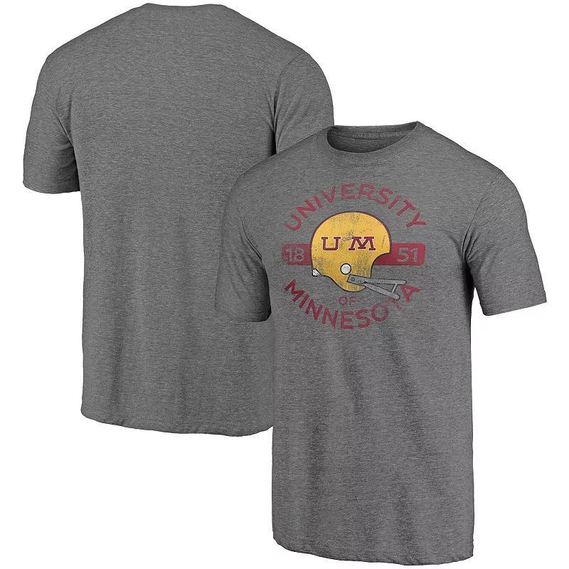 Mens Fanatics Branded Heathered Gray Minnesota Golden Gophers Throwback Helmet Tri-Blend T-Shirt Product Image