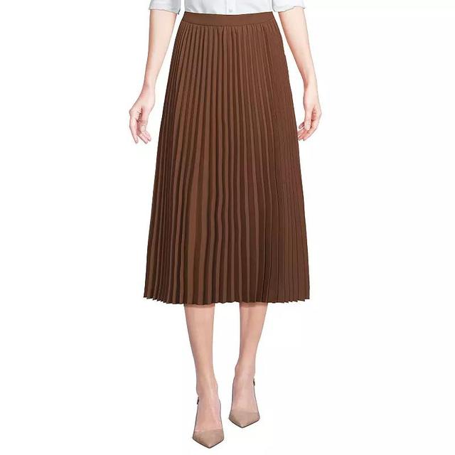 Lands End Womens Poly Crepe Pleated Midi Skirt Product Image