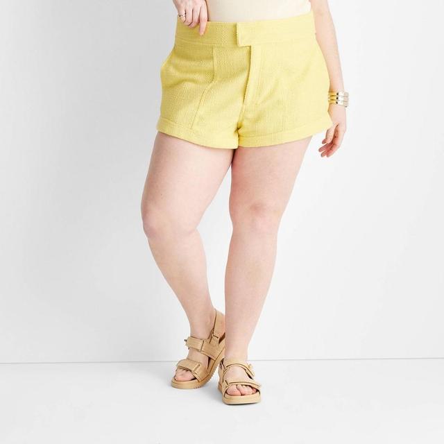 Womens High-Rise Boucle Mini Shorts - Future Collective with Jenny K. Lopez Yellow 22 Product Image