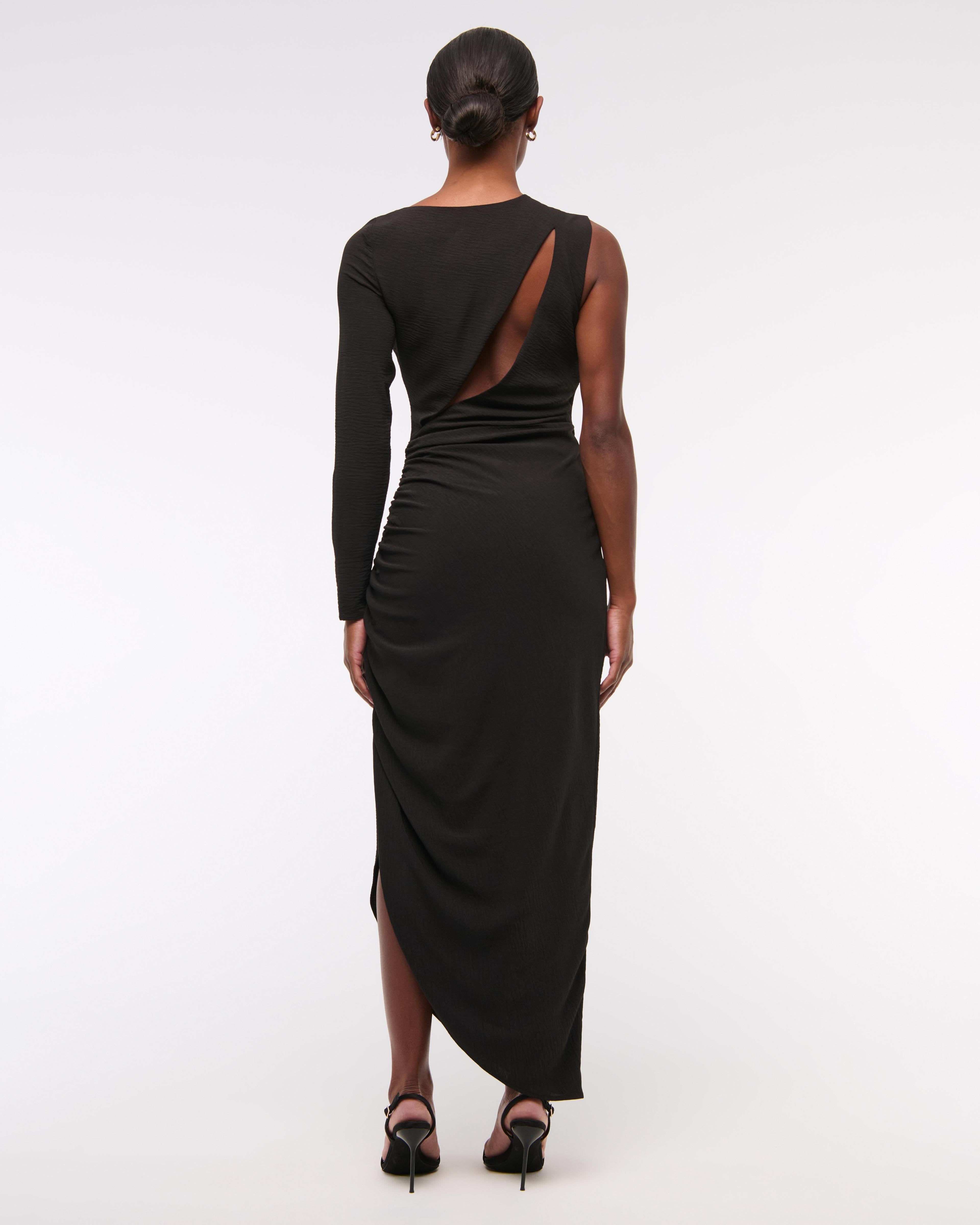 One-Sleeve Draped Midi Dress Product Image