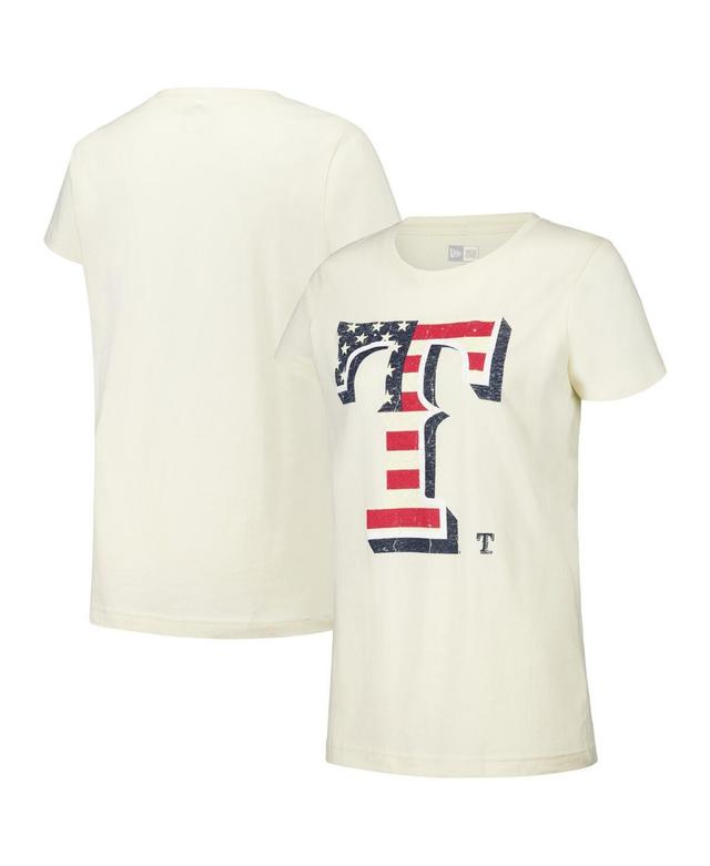 New Era Womens Cream Texas Rangers Vintage T-Shirt Product Image