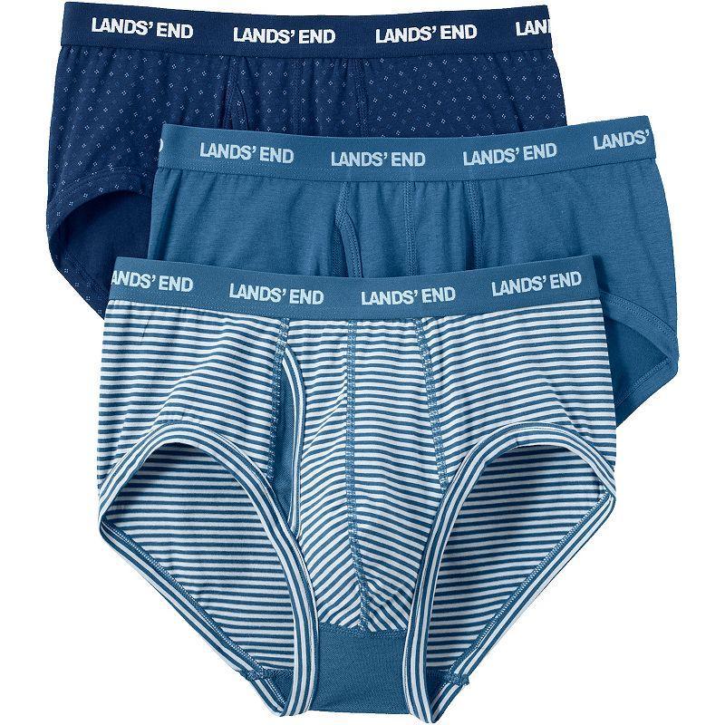 Mens Lands End 3-Pack Comfort Briefs Blue Product Image