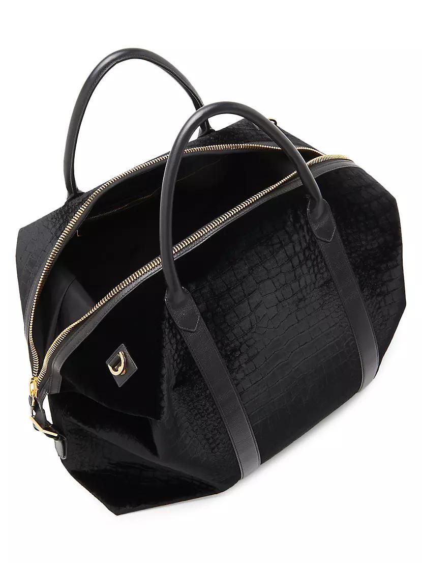 Croc-Embossed Velvet Duffel Bag Product Image