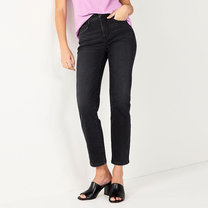 Womens Nine West High Rise Sculpting Straight Jeans Product Image