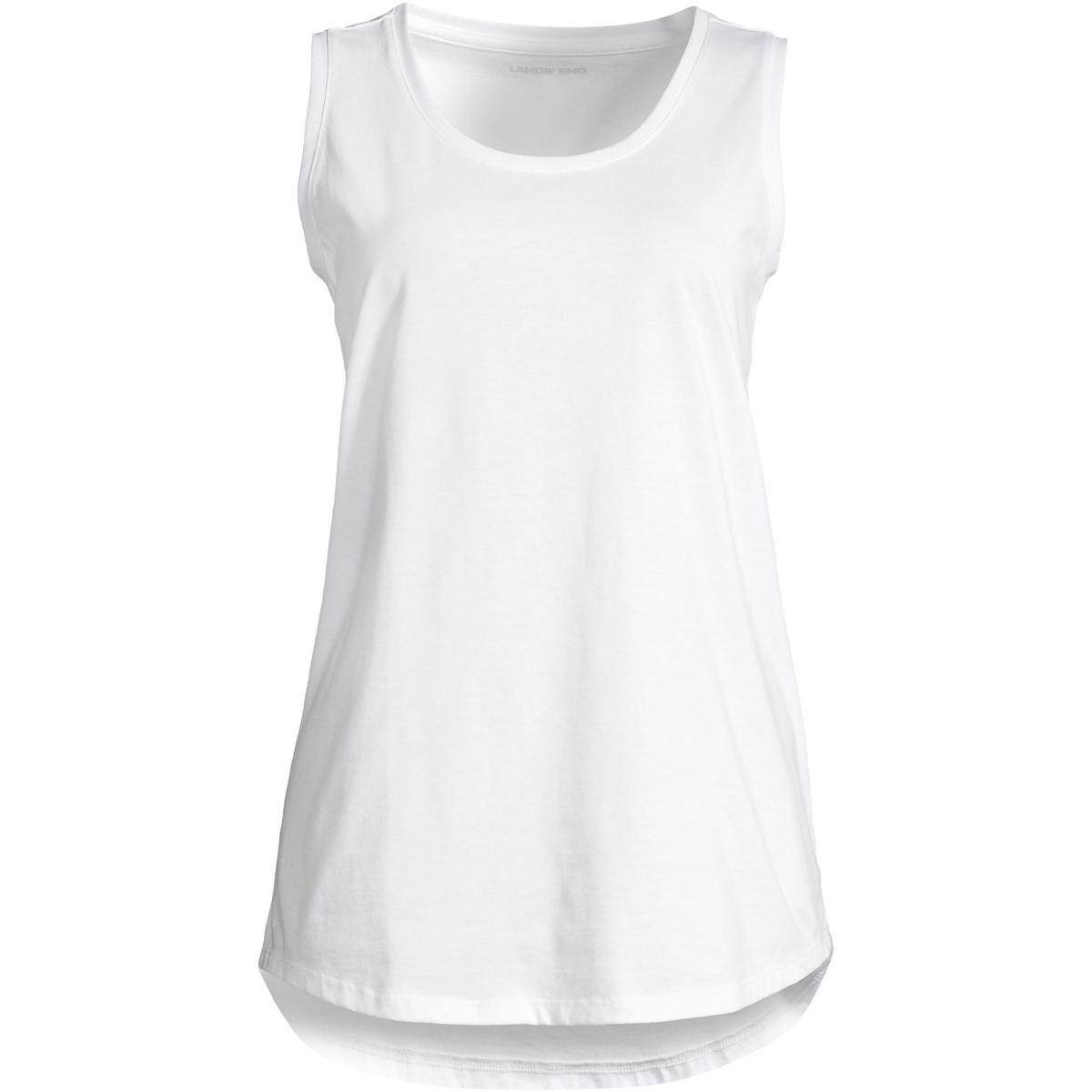 Womens Lands End Supima Cotton Scoopneck Tunic Tank White Product Image