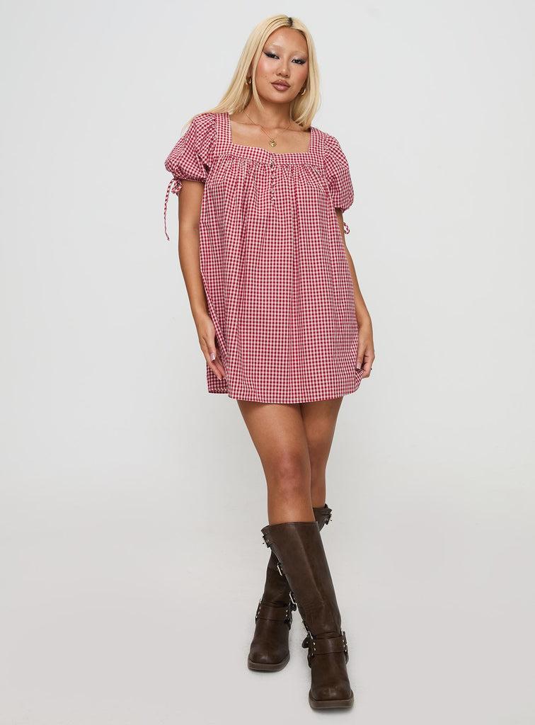 Lilibet Mini Dress Red Gingham Product Image