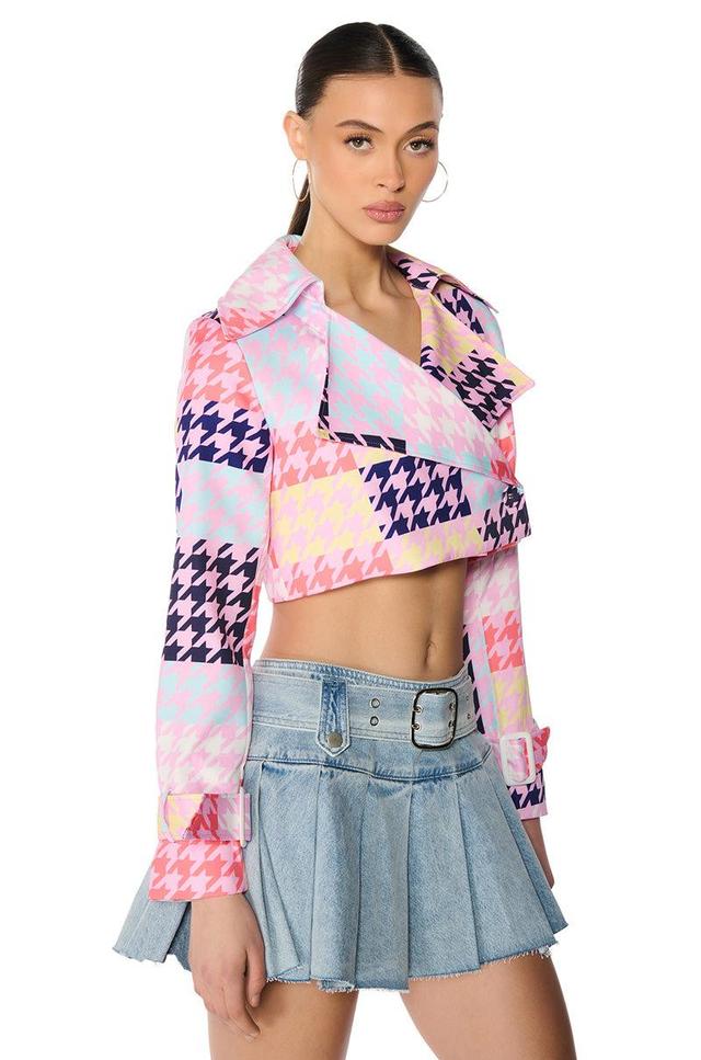 BLEEKER STREET HOUNDSTOOTH PRINT CROP BLAZER Product Image