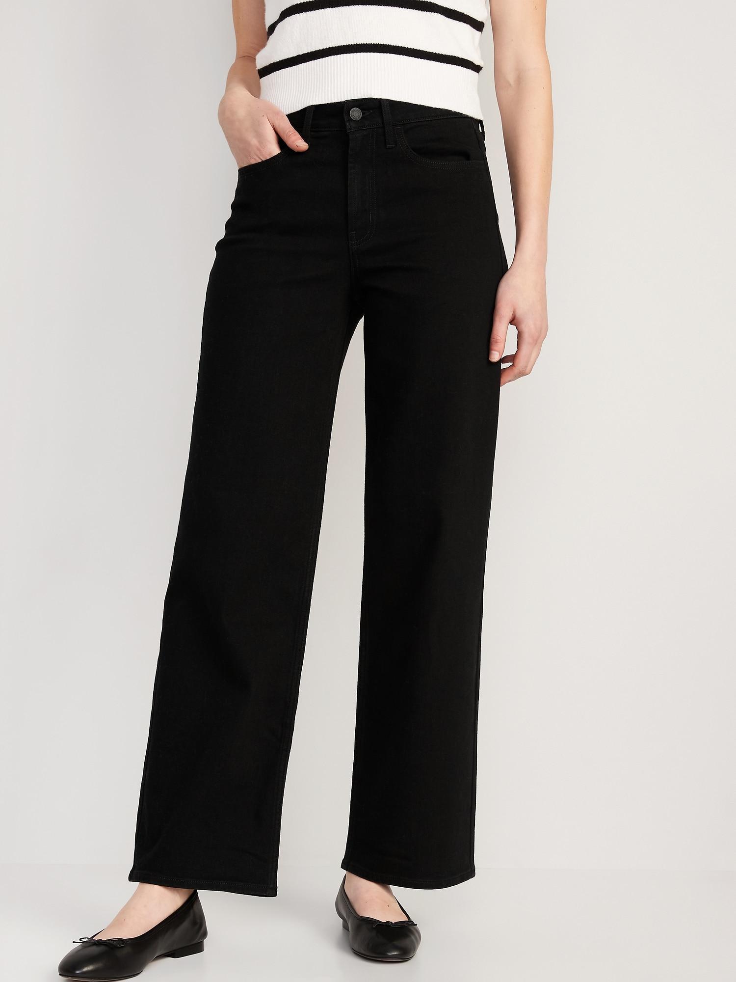 High-Waisted Wow Black-Wash Wide-Leg Jeans for Women product image