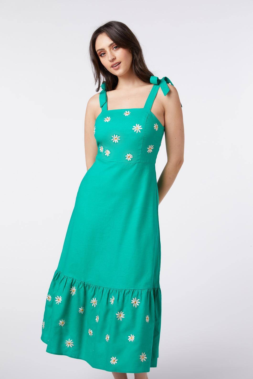 Pattie Embroidered Midi Dress Product Image