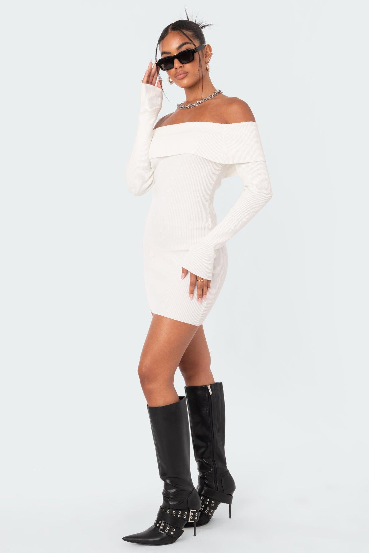 Emma Fold Over Knitted Dress Product Image