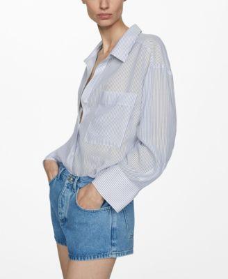 Mango Womens Pocket Striped Shirt Product Image