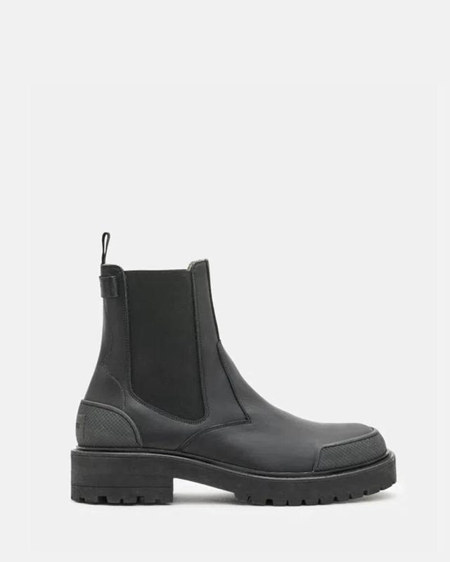 ALLSAINTS Nidd Leather Round Toe Ankle Boots In Black Product Image