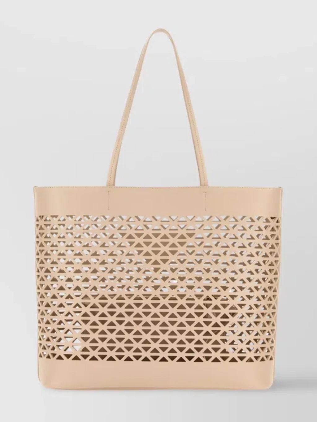 Cut-out Design Leather Shopping Bag In Black product image