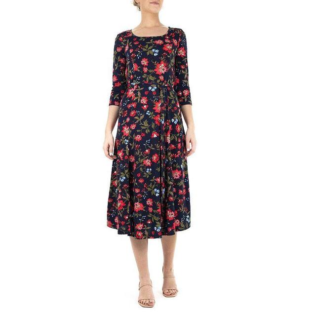 Womens Nina Leonard Sylvia Print Midi Dress Product Image