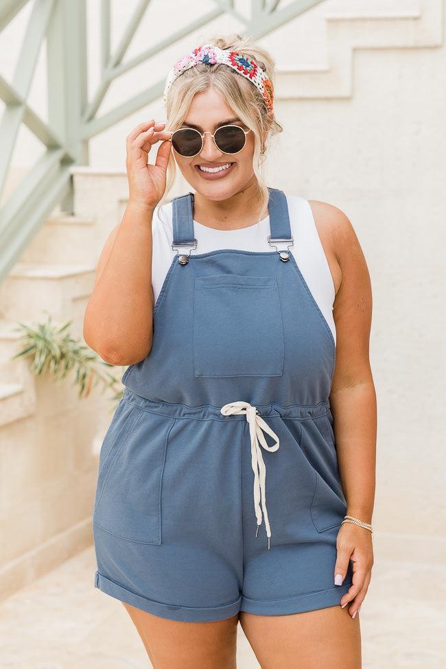 Stroll Through Town Blue Drawstring Short Overalls Product Image