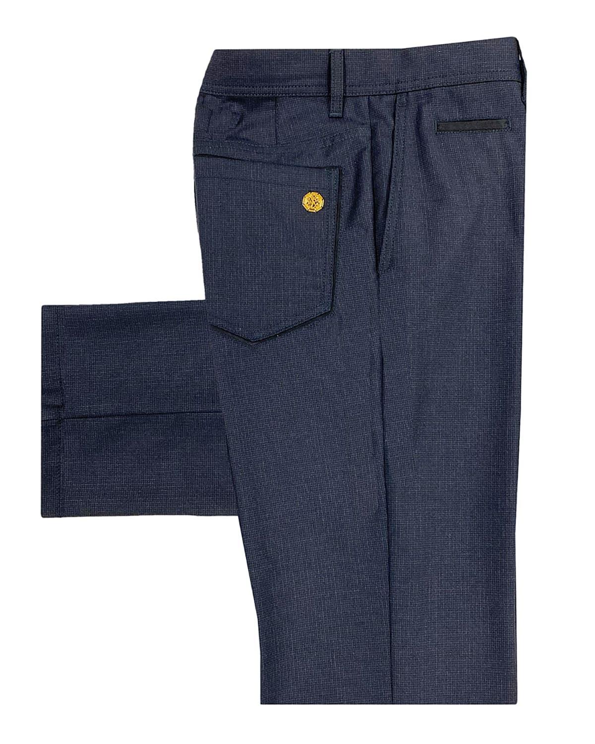 Stefano Ricci Men's Wool Flat-Front Trousers - Size: 48 EU (32R US) - NAVY Product Image