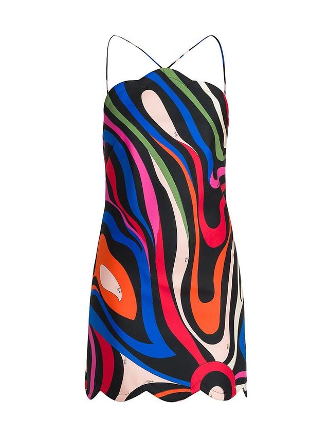 Womens Printed Open-Back Silk Minidress Product Image