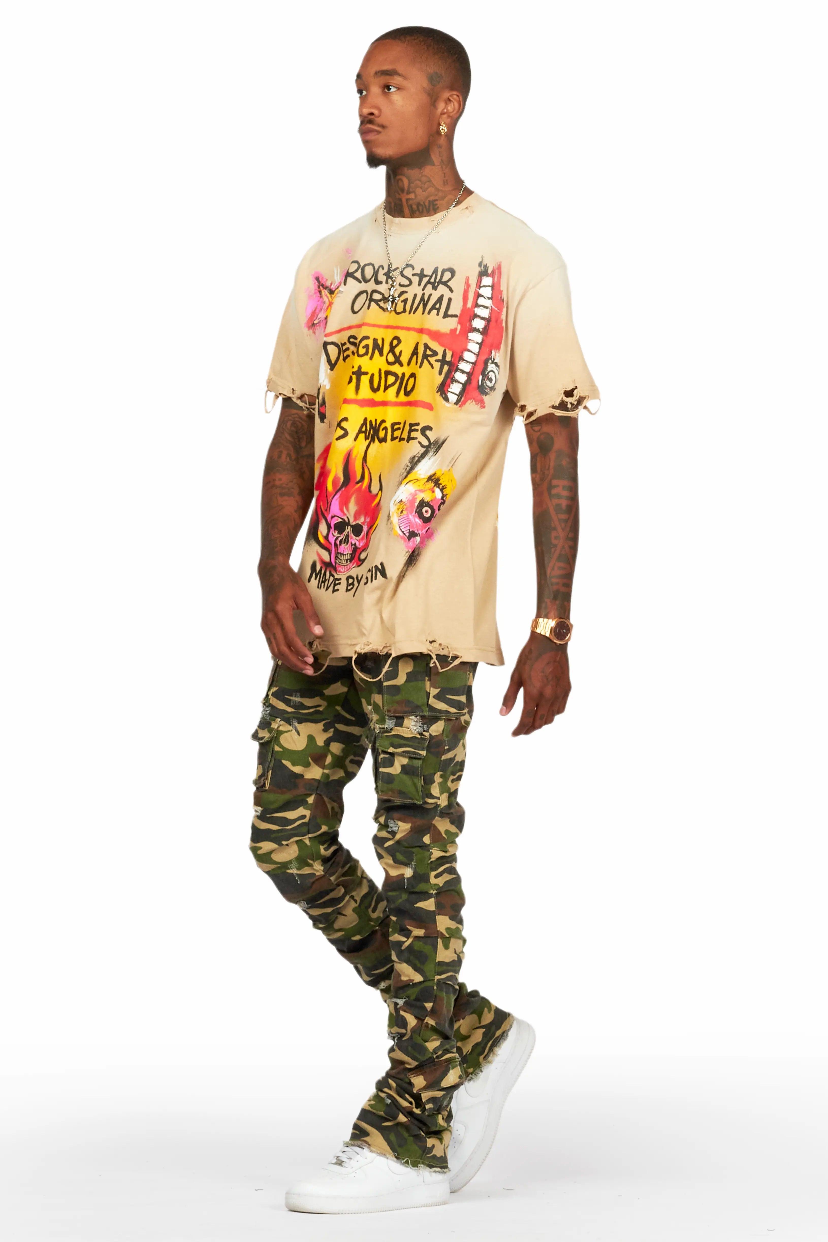 Gentry Camo Stacked Flare Jean Male Product Image