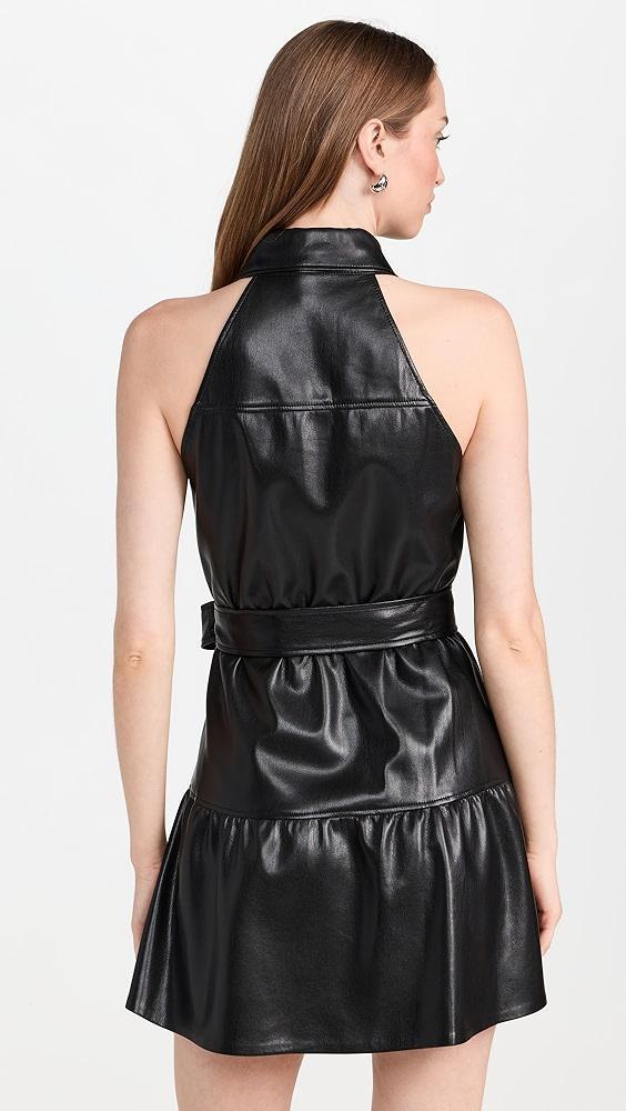 alice + olivia Miranda Vegan Leather Tiered Mini Dress | Shopbop Product Image