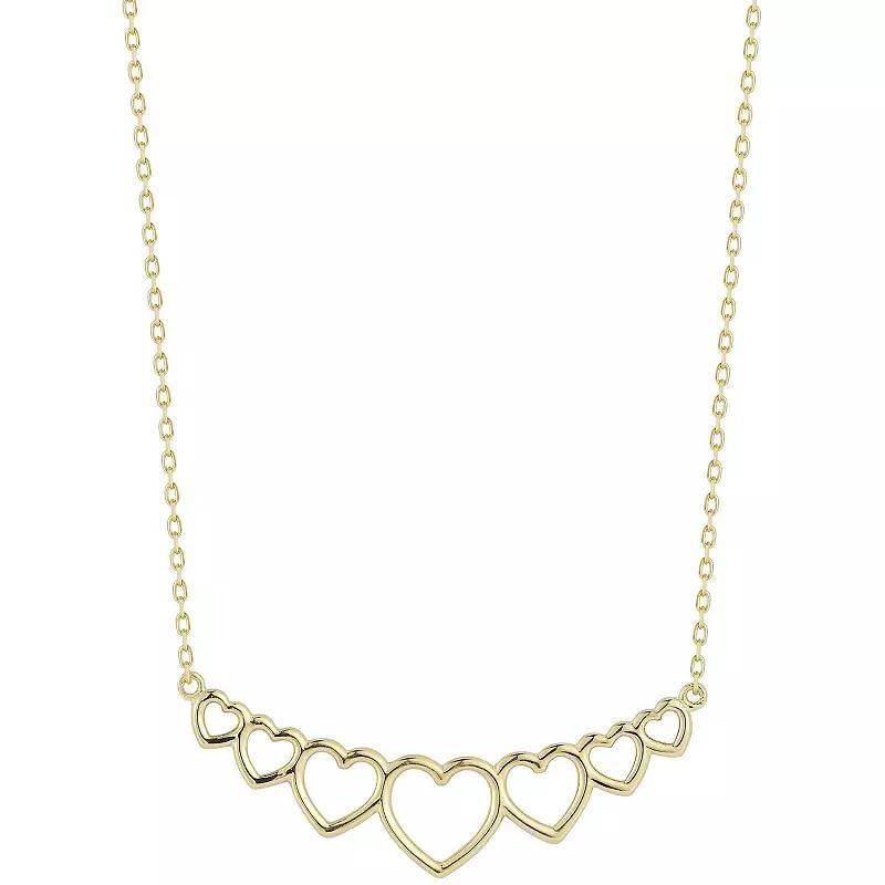 LUMINOR GOLD 14k Gold Graduated Heart Bib Necklace, Womens Yellow Product Image