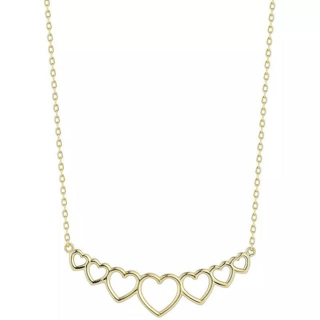 LUMINOR GOLD 14k Gold Graduated Heart Bib Necklace, Womens Yellow Product Image