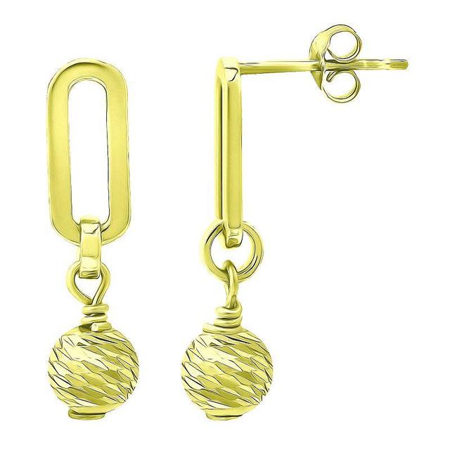 Aleure Precioso Sterling Silver Textured Bead & Paper Clip Link Drop Earrings, Womens Gold Product Image