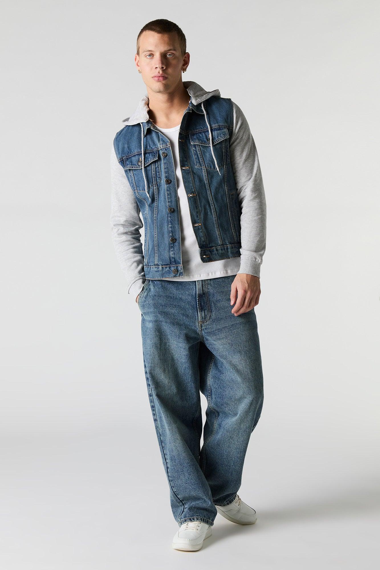 Hooded Denim Jacket Male Product Image