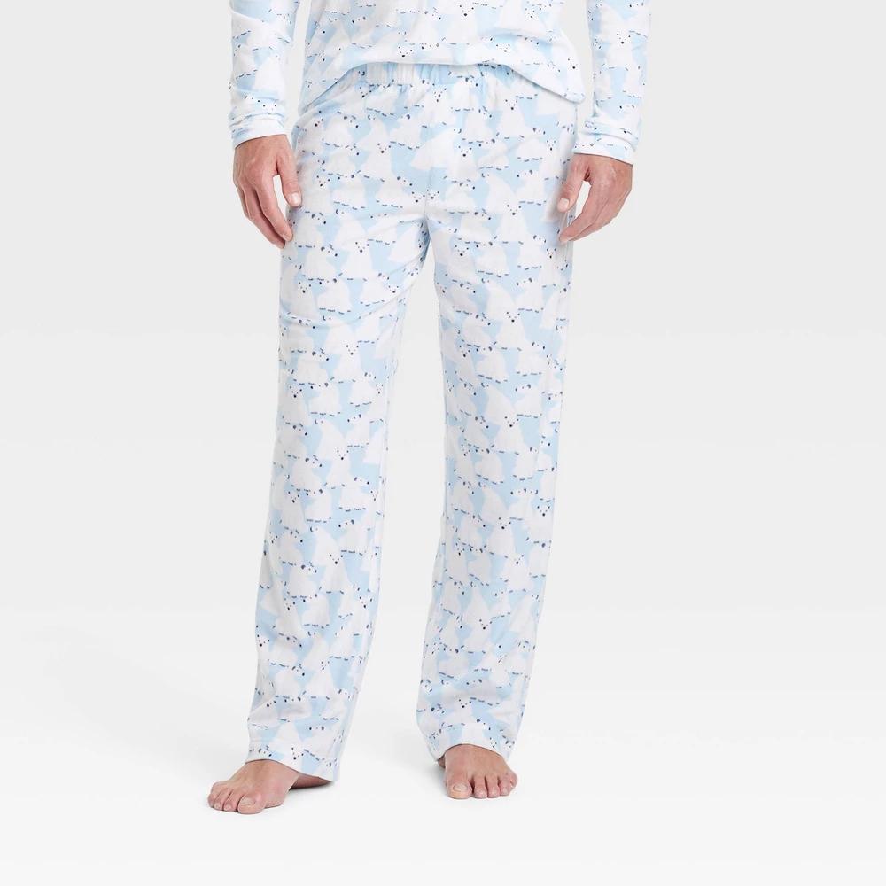 Mens Polar Bear Print Microfleece Holiday Matching Family Pajama Pants - Wondershop Blue L Product Image