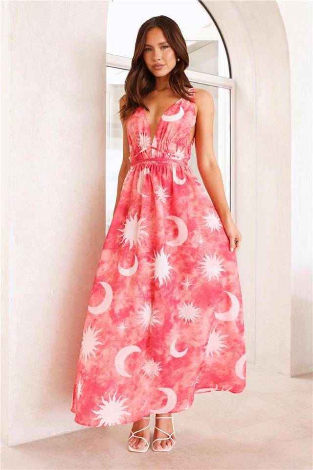 Blazing Sun Maxi Dress Coral Product Image