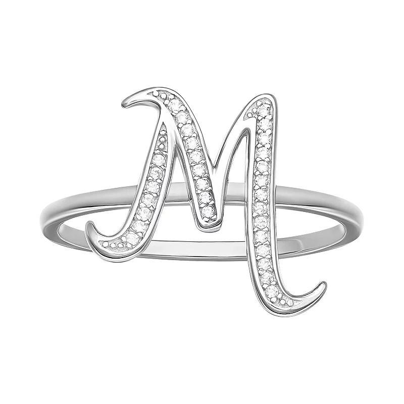 PRIMROSE Sterling Silver Cubic Zirconia Initial Ring, Womens Sterling Silver W Product Image