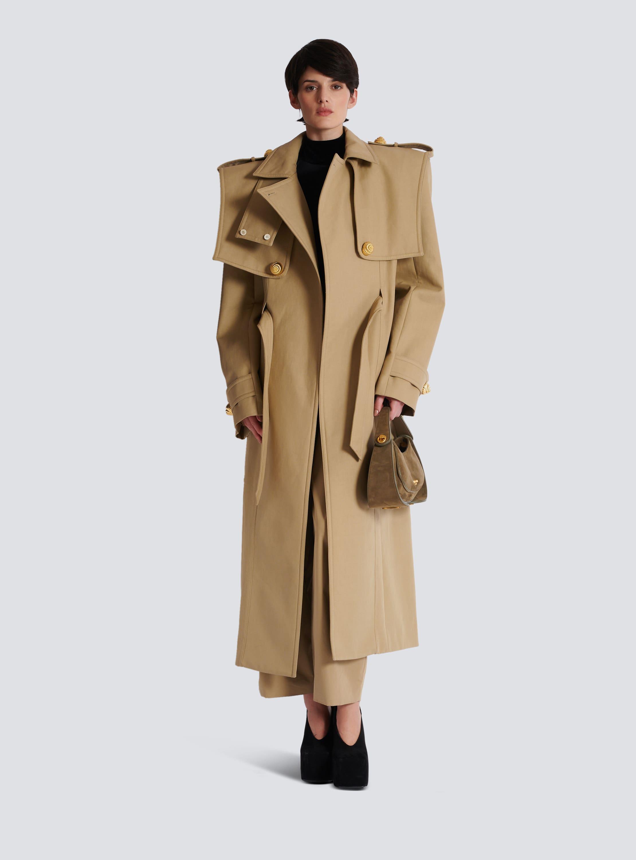 Belted trench coat in water-repellent cotton Product Image