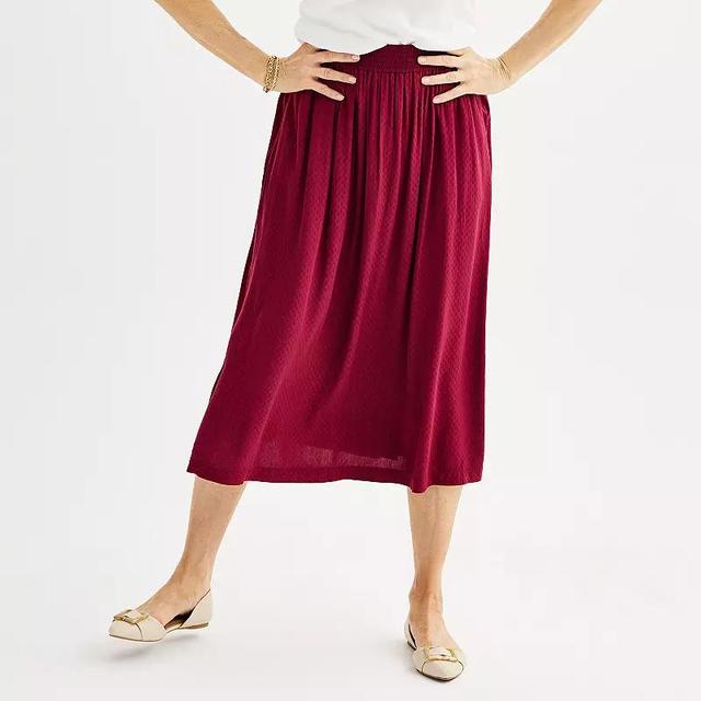 Womens Croft & Barrow Elastic Waist Midi Skirt Vintage Pink Product Image