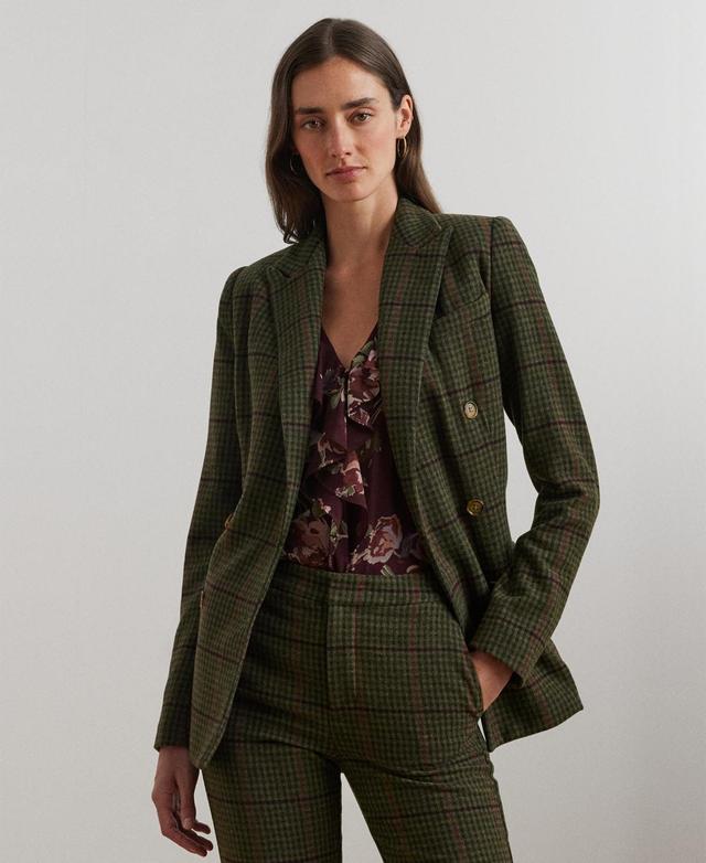 Lauren Ralph Lauren Womens Double-Breasted Checked Blazer Product Image